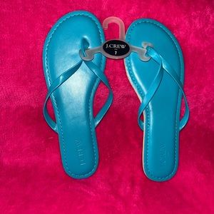 J Crew blue Padded Foot Bed Thong Sandals